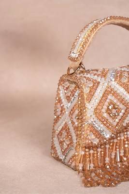 Elara gold pastel suede embellished box bag 3