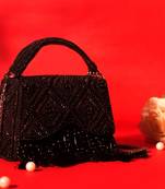 Elara black suede embellished box bag
