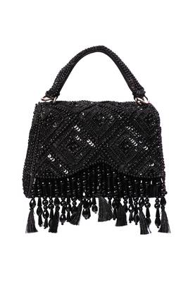 Elara black suede embellished box bag 2
