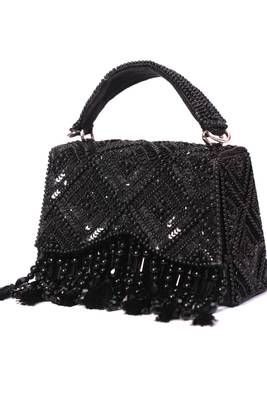 Elara black suede embellished box bag 3
