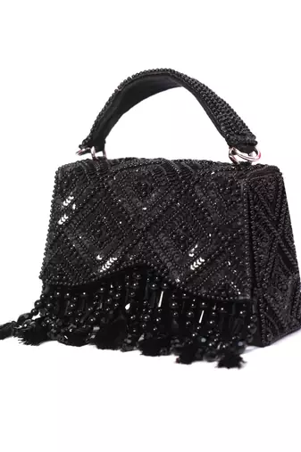 Elara black suede embellished box bag
