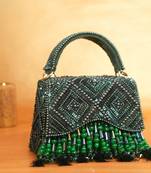 Elara green suede embellished box bag