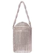 Glitz silver rhinstone georgette bucket bag