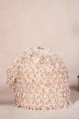 Kelly ivory pastel suede embellished bucket bag 1