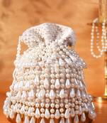 Zarah ivory pearl suede bucket bag