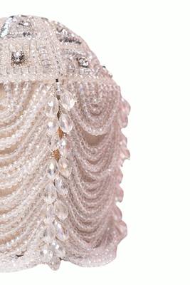 Evara silver georgette embellished bucket bag 3