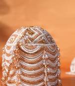 Evara gold georgette embellished bucket bag