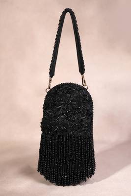 Azmat black suede embellished capsule bag 1