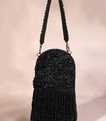 Azmat black suede embellished capsule bag