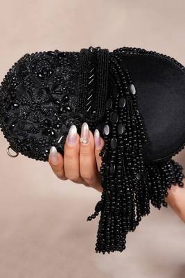 Azmat black suede embellished capsule bag 2