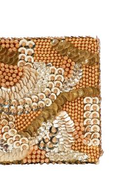 Amna gold suede embellished clutch 2