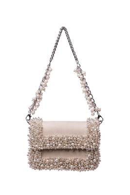 Aliya ivory suede pearl embellished clutch 3
