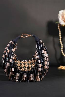 Alara black pastel suede embellished hobo bag 1