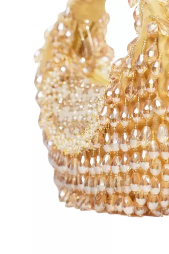 Alara gold suede embellished hobo bag