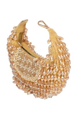 Alara gold suede embellished hobo bag 3