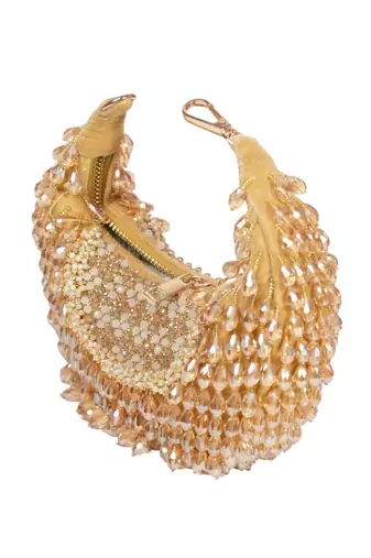 Alara gold suede embellished hobo bag