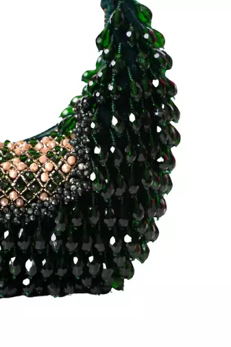 Alara green suede embellished hobo bag