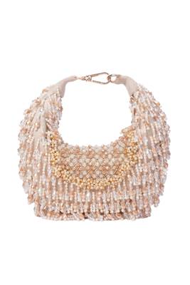 Alara ivory pastel suede embellished hobo bag 1
