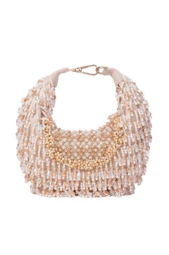 Alara ivory pastel suede embellished hobo bag