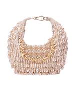 Alara ivory pastel suede embellished hobo bag
