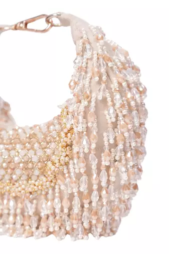 Alara ivory pastel suede embellished hobo bag