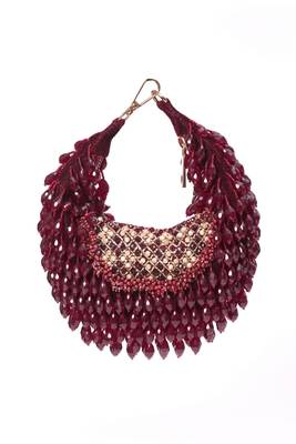 Alara maroon suede embellished hobo bag 1