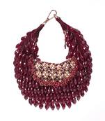 Alara maroon suede embellished hobo bag