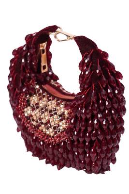 Alara maroon suede embellished hobo bag 2