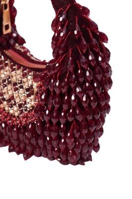 Alara maroon suede embellished hobo bag 3