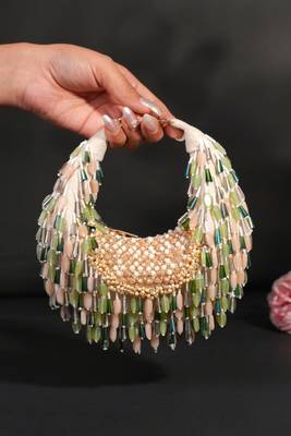 Alara green pastel suede embellished hobo bag 1
