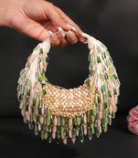 Alara green pastel suede embellished hobo bag