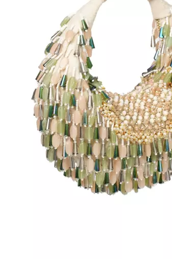 Alara green pastel suede embellished hobo bag
