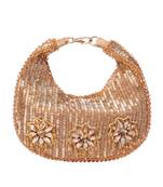 Elina gold suede embellished hobo bag