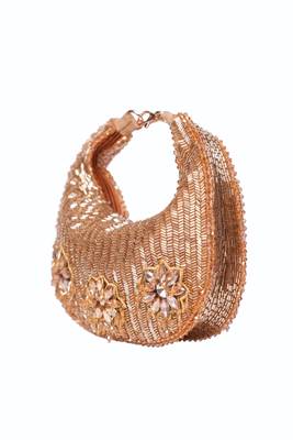 Elina gold suede embellished hobo bag 2