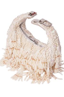 Emma ivory suede pearl embellished hobo bag 1