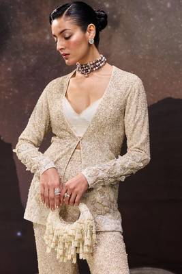 Emma ivory suede pearl embellished hobo bag 3