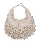 Aliya ivory suede embellished hobo bag