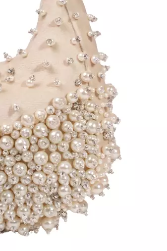 Aliya ivory suede embellished hobo bag