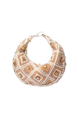 Serin gold pastel suede embellished hobo bag 1