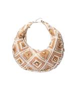 Serin gold pastel suede embellished hobo bag