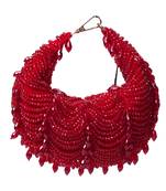 Liona red suede embellished hobo bag