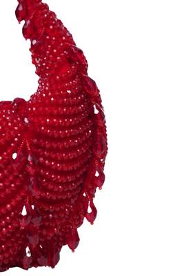 Liona red suede embellished hobo bag 3