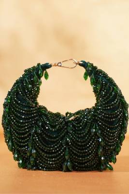 Liona green suede embellished hobo bag 1
