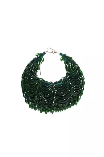 Liona green suede embellished hobo bag