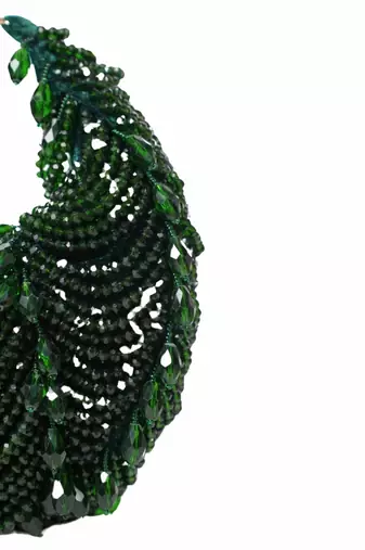 Liona green suede embellished hobo bag