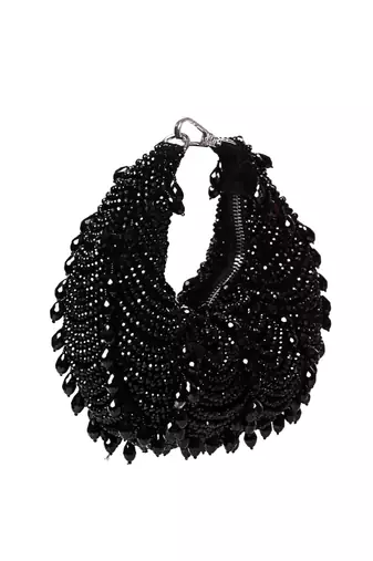 Liona black suede embellished hobo bag