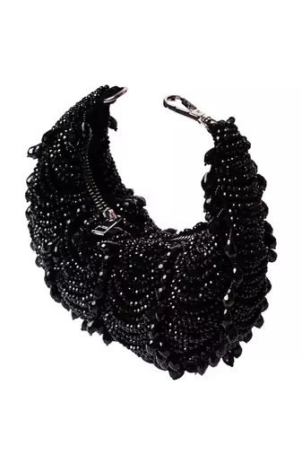 Liona black suede embellished hobo bag