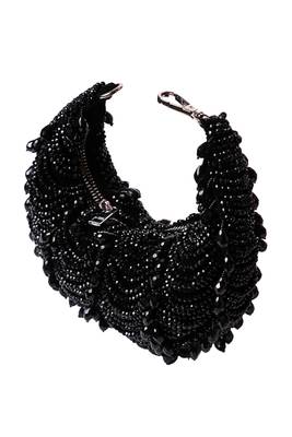 Liona navy blue suede embellished hobo bag 1