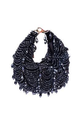 Liona navy blue suede embellished hobo bag 3