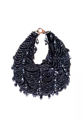 Liona navy blue suede embellished hobo bag